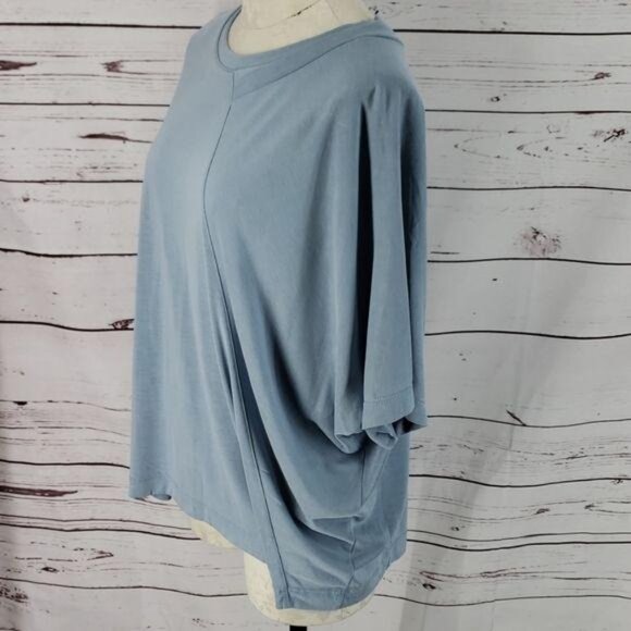 Freeloader Womens Oversized Asymmetrical Seamed Top Modal Blend Blue L - Picture 6 of 7